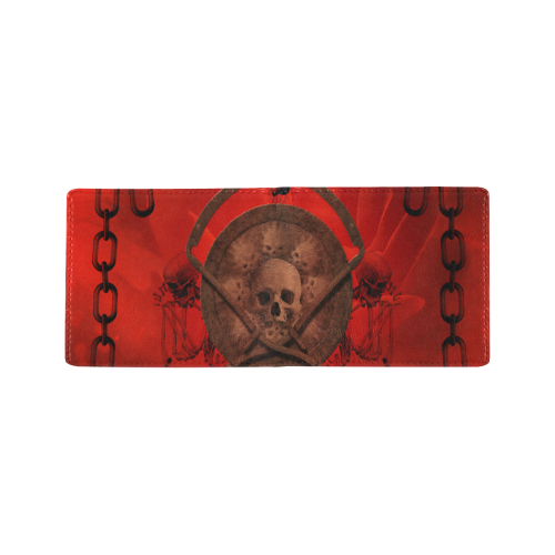 Skulls on red vintage background Mini Bifold Wallet (Model 1674)