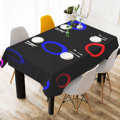 Circles deep Cotton Linen Tablecloth 60" x 90"