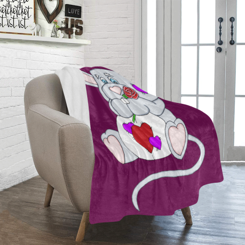Valentine Mouse Purple Ultra-Soft Micro Fleece Blanket 40"x50"