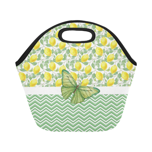 Butterfly And Lemons Neoprene Lunch Bag/Small (Model 1669)