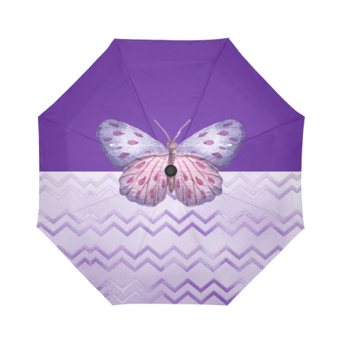 Purple Butterfly Chevron Auto-Foldable Umbrella (Model U04)