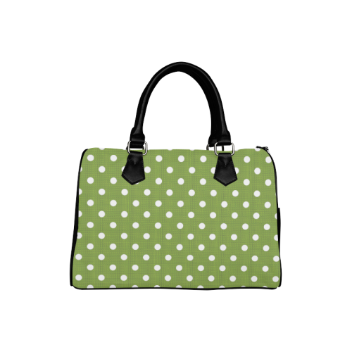 Green Polka Dots Retro Boston Handbag (Model 1621)