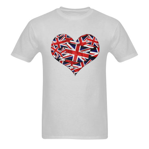 Union Jack British UK Flag Heart Sunny Men's T- shirt (Model T06)