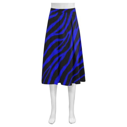 Ripped SpaceTime Stripes - Blue Mnemosyne Women's Crepe Skirt (Model D16)