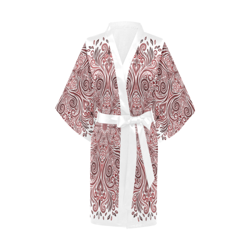 Red, orange, pink, brown 3D Mandala Pattern Kimono Robe