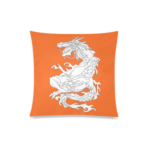 Color Me Chinese Dragon Orange Custom Zippered Pillow Case 20"x20"(Twin Sides)
