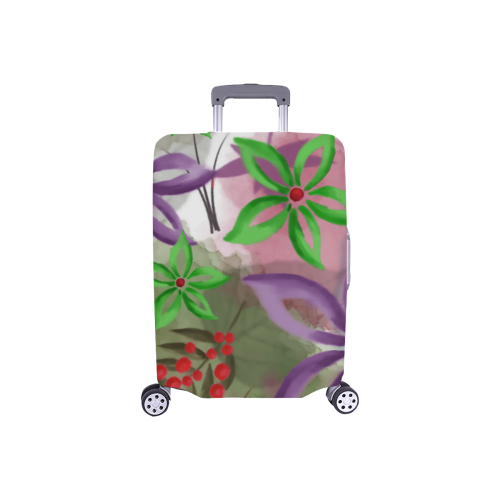Flower Pattern - purple, violet, green, red Luggage Cover/Small 18"-21"