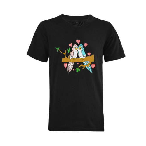 Love Birds Black Men's V-Neck T-shirt (USA Size) (Model T10)
