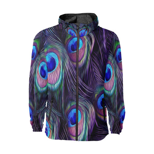 Peacock Feather Unisex All Over Print Windbreaker (Model H23)