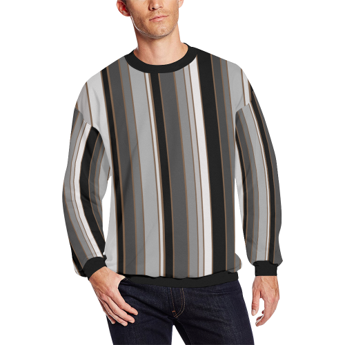 from black to grey Men's Oversized Fleece Crew Sweatshirt (Model H18)