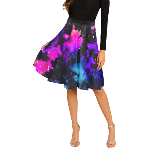 Dawn Tie Dye Galaxy Melete Pleated Midi Skirt (Model D15)