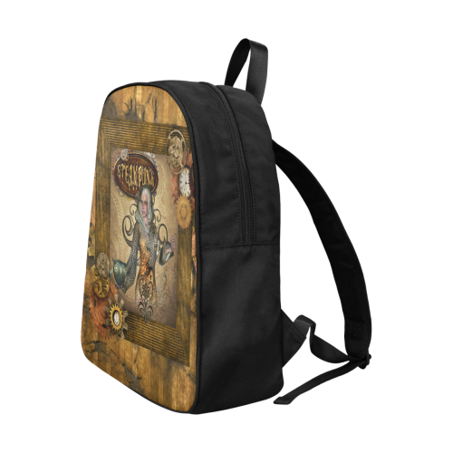 Steampunk lady with owl Fabric School Backpack (Model 1682) (Large)