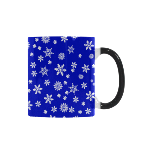Christmas White Snowflakes on Blue Custom Morphing Mug