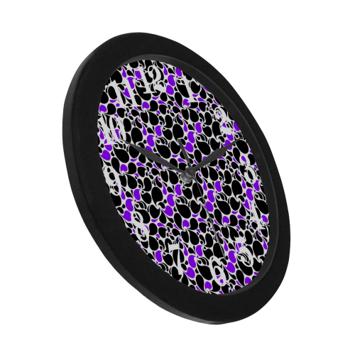 Purple and black paisley Circular Plastic Wall clock