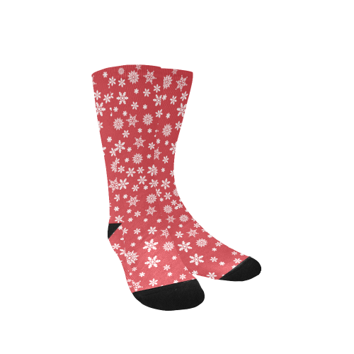 Christmas  White Snowflakes on Red Custom Socks for Women
