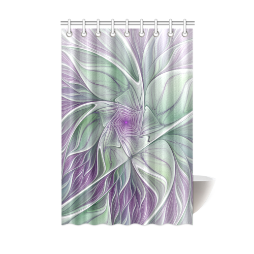 Flower Dream Abstract Purple Sea Green Floral Fractal Art Shower Curtain 48"x72"