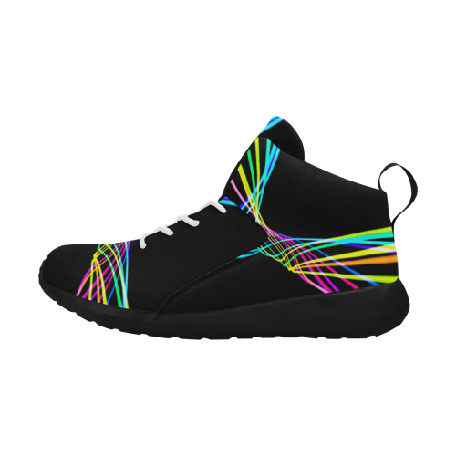 abstract-pattern-colorful-lines-wave-black-backgro Women's Chukka Training Shoes (Model 57502)