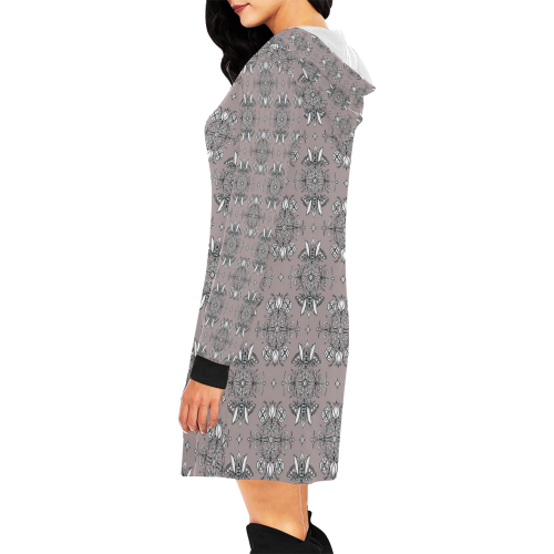 Wall Flower Drama by Aleta All Over Print Hoodie Mini Dress (Model H27)