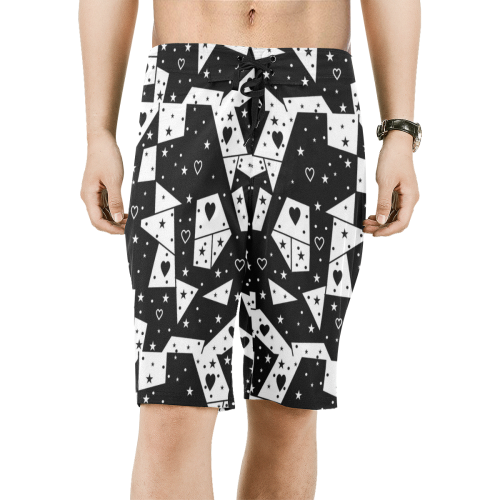 Popart Black and White Pattern by Nico Bielow Men's All Over Print Board Shorts (Model L16)