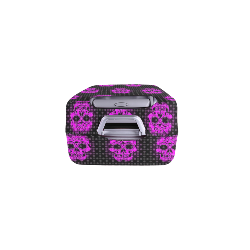 skulls and dotts, pink by JamColors Luggage Cover/Small 18"-21"