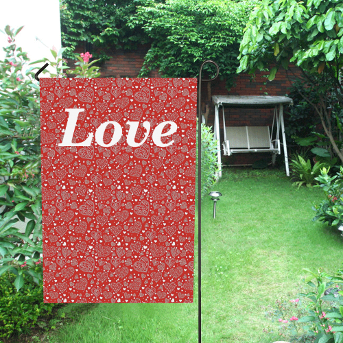 red white hearts Garden Flag 28''x40'' （Without Flagpole）