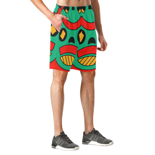 African Scary Tribal Men's All Over Print Elastic Beach Shorts (Model L20)