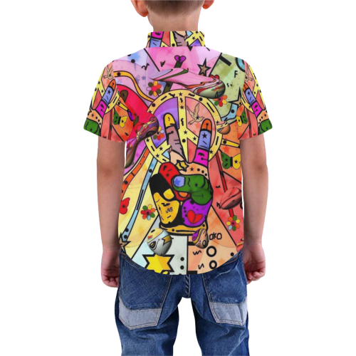 Peace by Nico Bielow Boys' All Over Print Short Sleeve Shirt (Model T59)