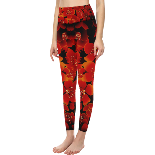 Wonderful flowers, charry blossom Women's All Over Print High-Waisted Leggings (Model L36)