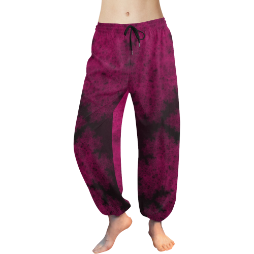 Purple Snowvember Night Fractal Abstract Women's All Over Print Harem Pants (Model L18)