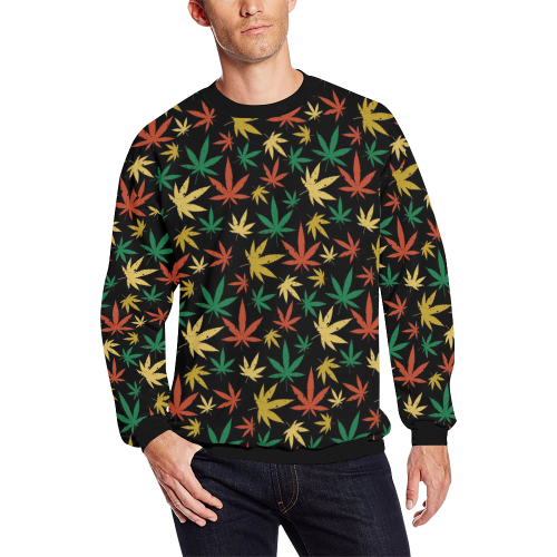 Cannabis Pattern All Over Print Crewneck Sweatshirt for Men (Model H18)