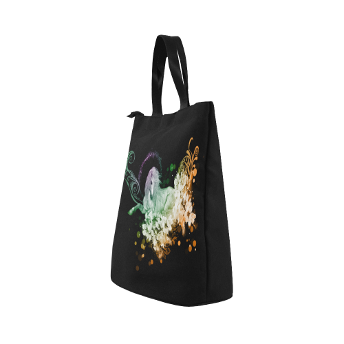 Beautiful unicorn with flowers, colorful Nylon Lunch Tote Bag (Model 1670)
