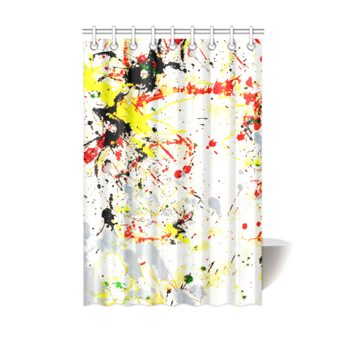 Black, Red, Yellow Paint Splatter Shower Curtain 48"x72"