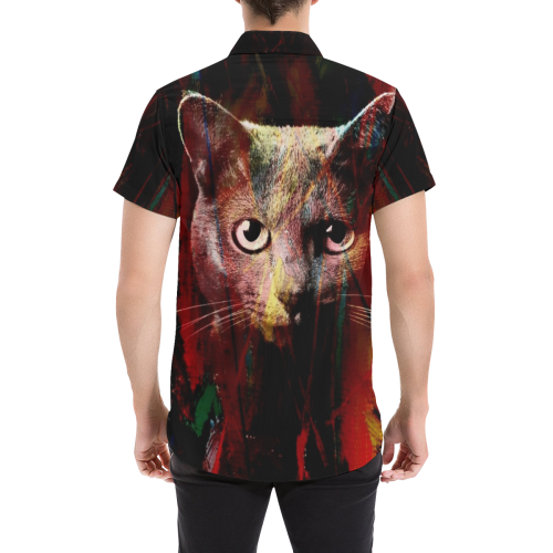 Cat by Artdream Men's All Over Print Short Sleeve Shirt (Model T53)