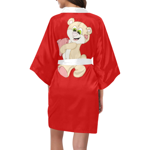 Patchwork Heart Teddy Red/White Kimono Robe