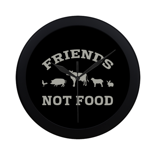 Friends Not Food (Go Vegan) Circular Plastic Wall clock