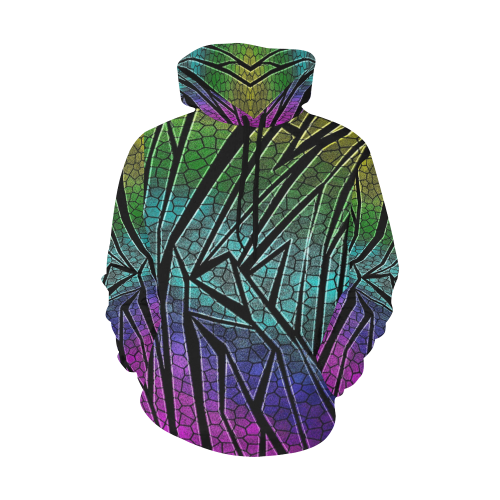 Neon Rainbow Cracked Mosaic All Over Print Hoodie for Men/Large Size (USA Size) (Model H13)