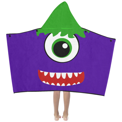 Kawaii Smiling One Eyed Monster Kids' Hooded Bath Towels