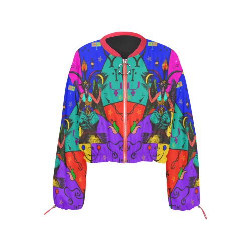 Awesome Baphomet Popart Cropped Chiffon Jacket for Women (Model H30)