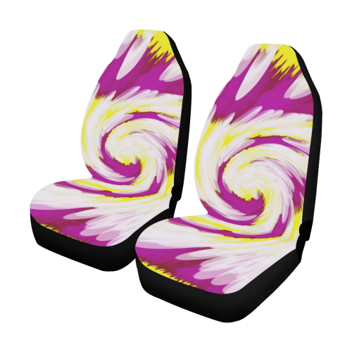 Pink Yellow Tie Dye Swirl Abstract Car Seat Covers (Set of 2)