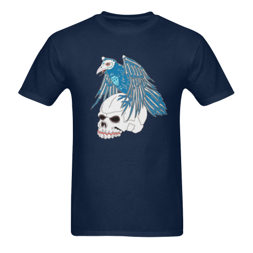 Raven Sugar Skull Royal Blue Men's T-Shirt in USA Size (Two Sides Printing)