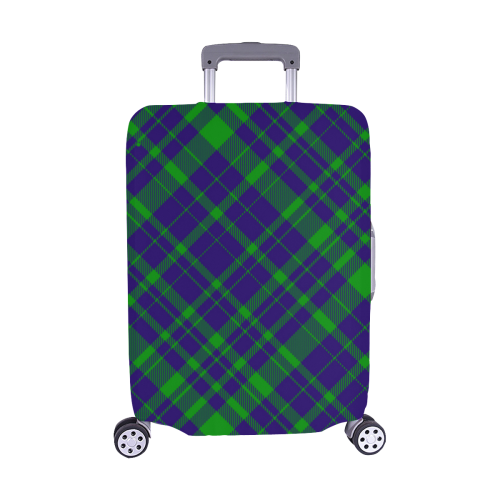 Diagonal Green & Purple Plaid Modern Style Luggage Cover/Medium 22"-25"