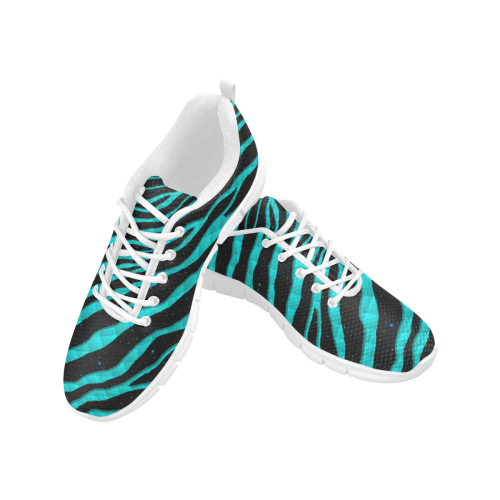 Ripped SpaceTime Stripes - Cyan Men's Breathable Running Shoes (Model 055)