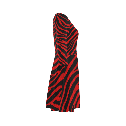 Ripped SpaceTime Stripes - Red 3/4 Sleeve Sundress (D23)