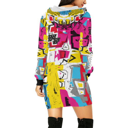 Distorted shapes All Over Print Hoodie Mini Dress (Model H27)