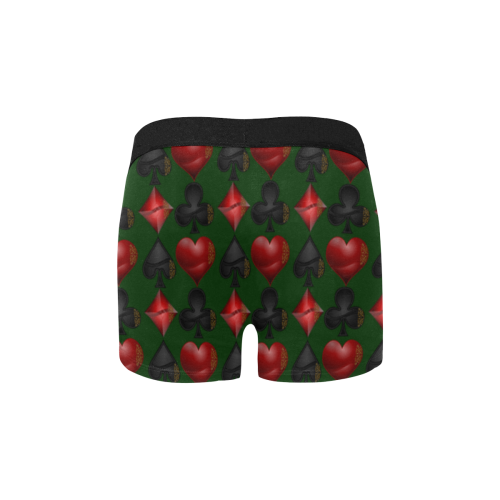 Las Vegas Black and Red Casino Poker Card Shapes on Green Men's Classic Boxer Briefs (Model L34)
