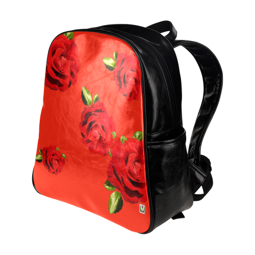 Fairlings Delight's Floral Luxury Collection- Red Rose Multi-Pockets Backpack 53086b1 Multi-Pockets Backpack (Model 1636)