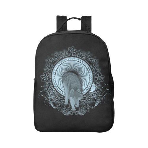 Wolf in black and blue Popular Fabric Backpack (Model 1683)