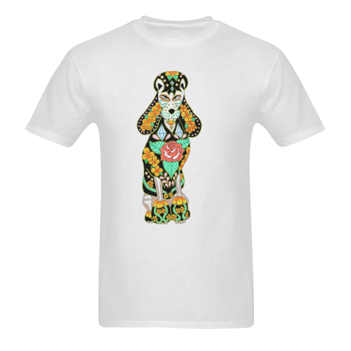 Sugar Skull Poodle Neon White Men's T-shirt in USA Size (Front Printing Only) (Model T02)
