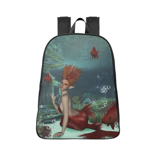 Beautiful mermaid and fantasy fish Fabric School Backpack (Model 1682) (Large)