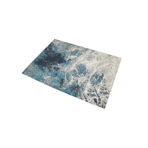 Ayumi Blue, Ivory, Marble Modern Area Rug 5'x3'3''